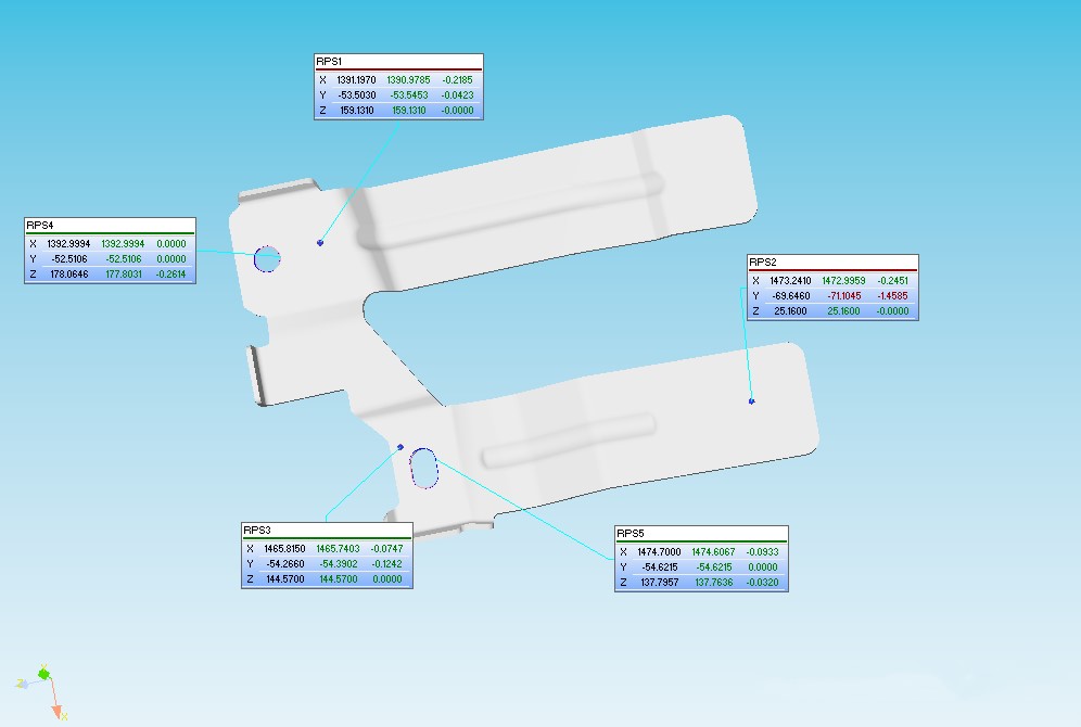 三坐標(biāo)測量機(jī)Rational DMIS軟件用RPS基準(zhǔn)點(diǎn)建立坐標(biāo)系(圖2) 三坐標(biāo)測量機(jī)Rational DMIS軟件用RPS基準(zhǔn)點(diǎn)建立坐標(biāo)系(圖2)
